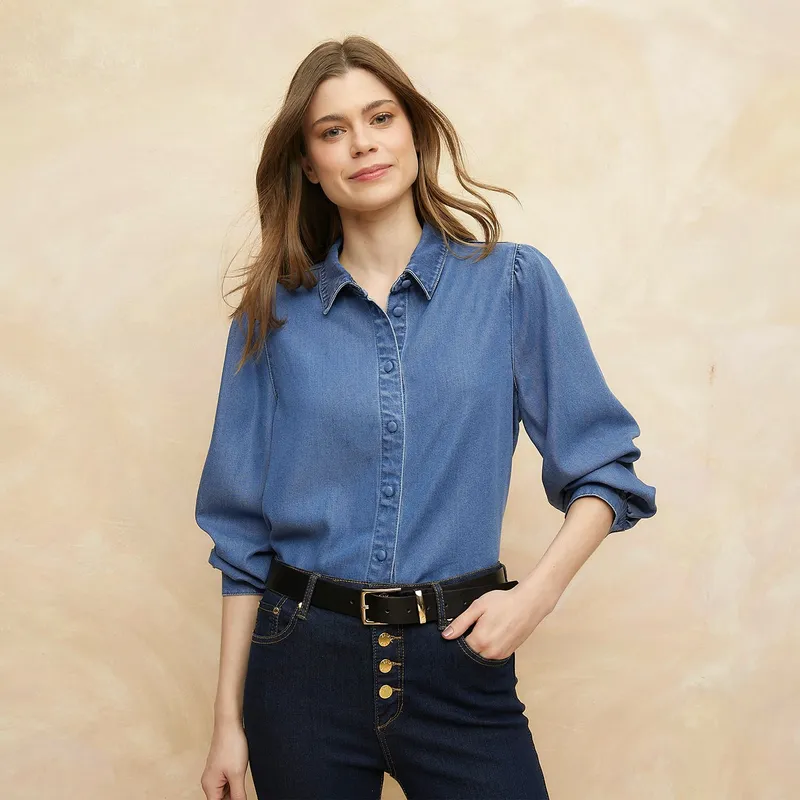 ELLE - Blusa Manga Larga Casual Mujer Elle