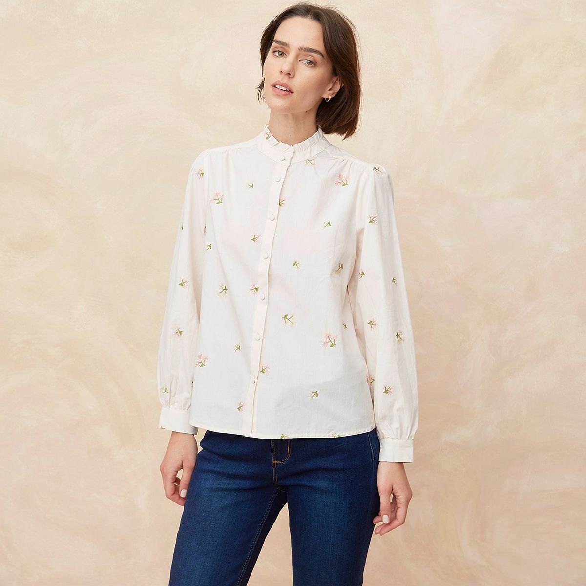 ELLE - Blusa Manga Larga 100% Algodón Mujer Elle