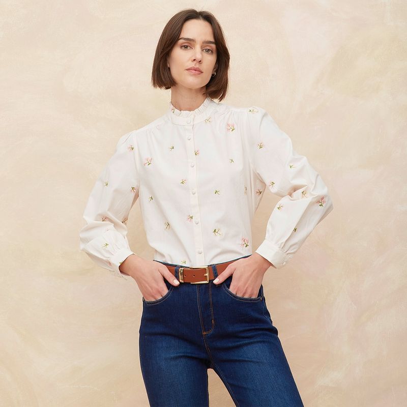 ELLE - Blusa Manga Larga 100% Algodón Mujer Elle