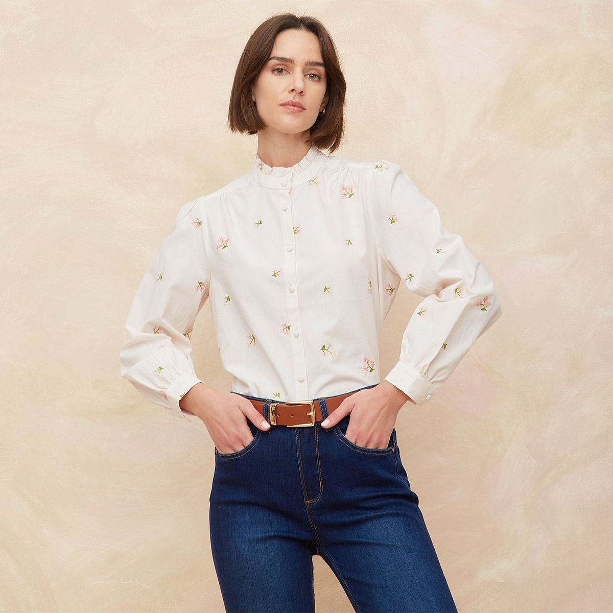 ELLE - Blusa Manga Larga 100% Algodón Mujer Elle