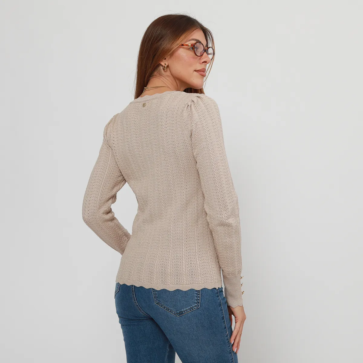 ELLE - Polo Manga Larga Casual Mujer Elle