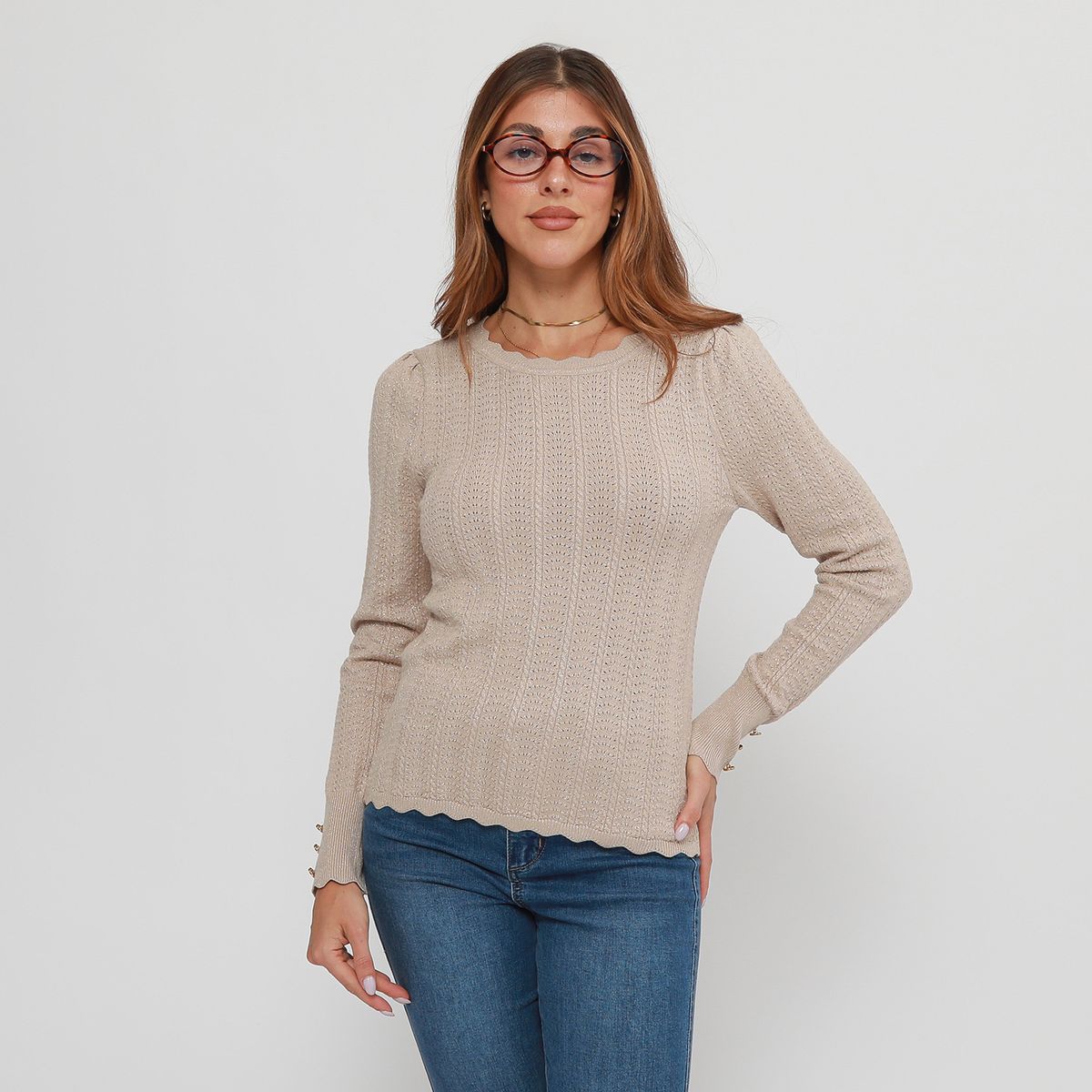 ELLE - Polo Manga Larga Casual Mujer Elle