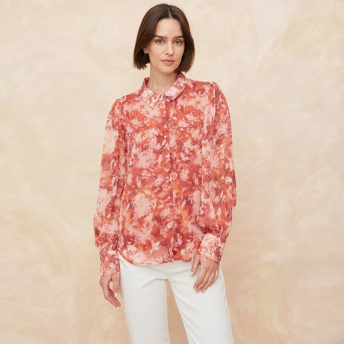 ELLE - Blusa Manga Larga Casual Mujer Elle