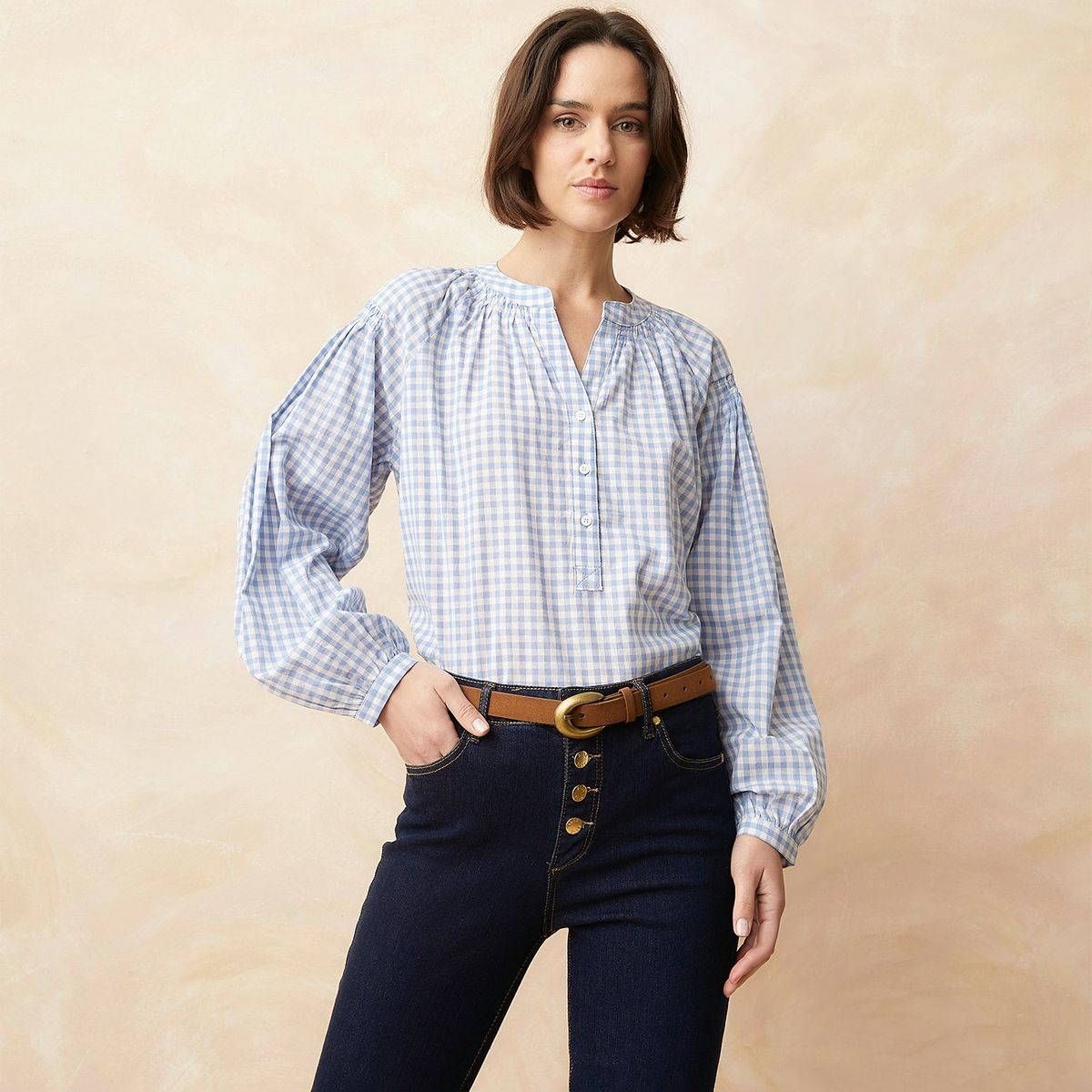 ELLE - Blusa Manga Larga 100% Algodón Mujer Elle