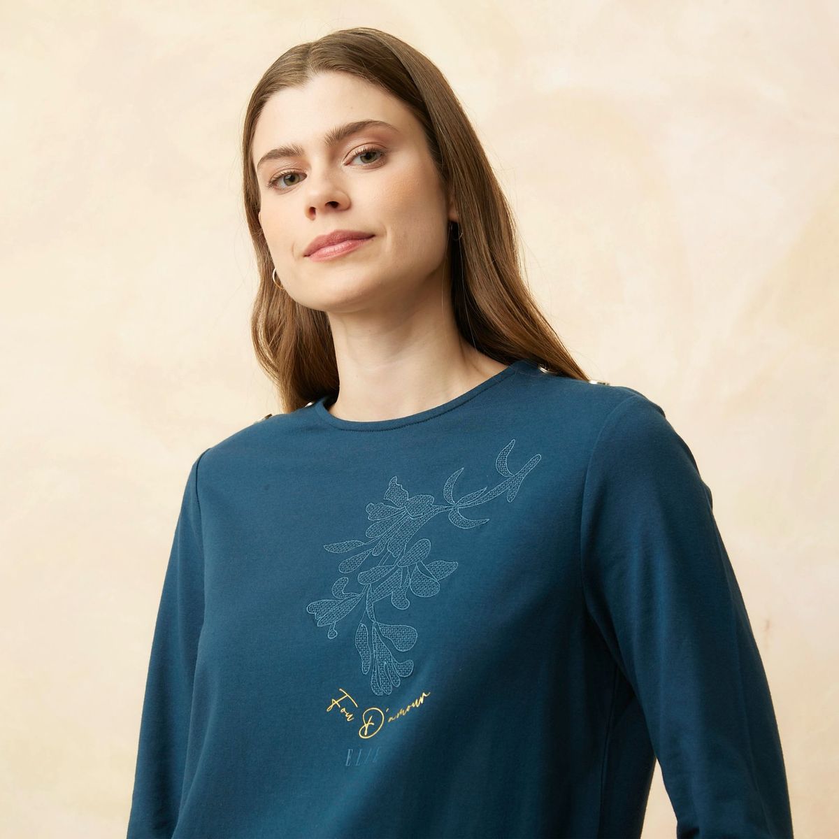 ELLE - Polo Manga Larga Algodón Mujer Elle