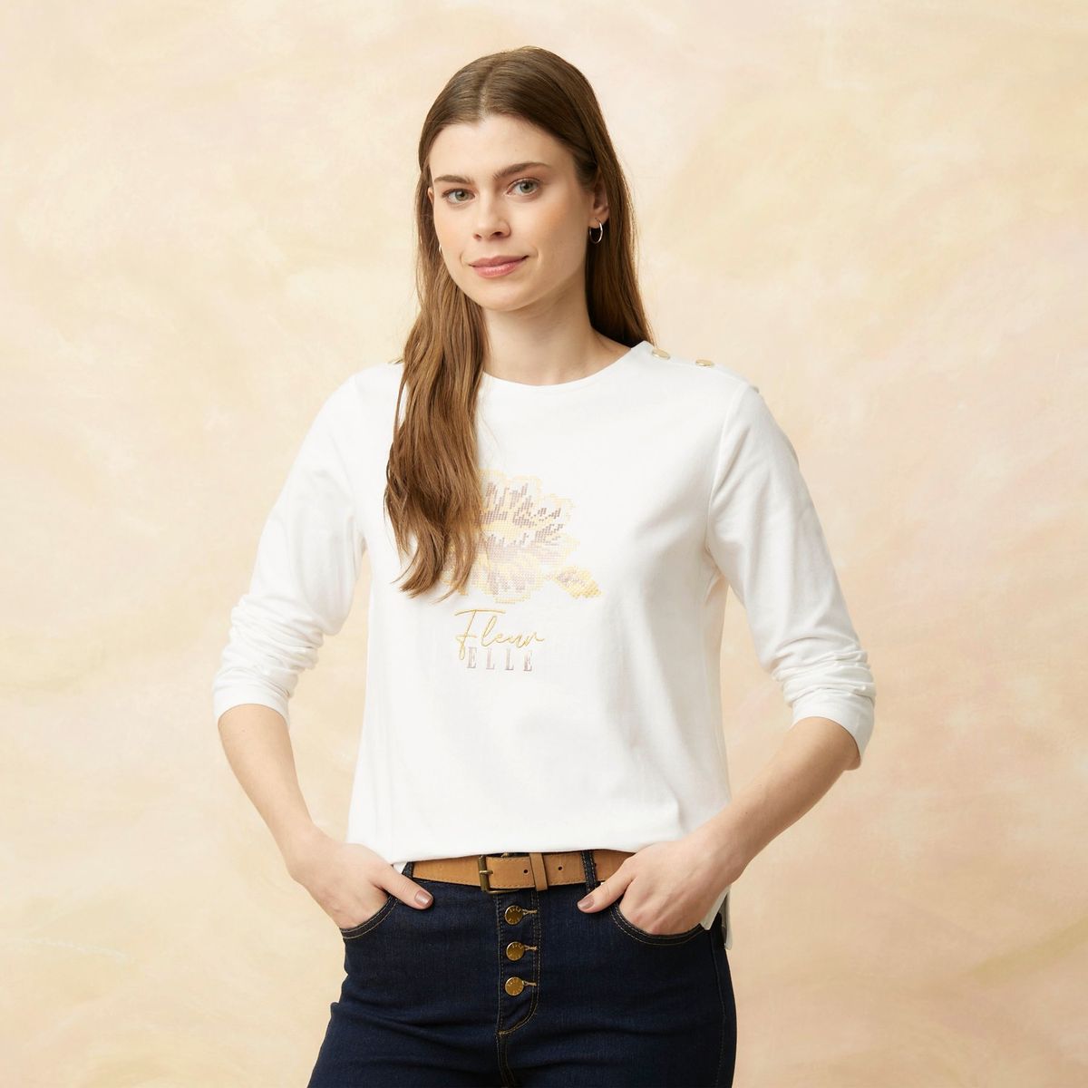 ELLE - Polo Manga Larga Algodón Mujer Elle