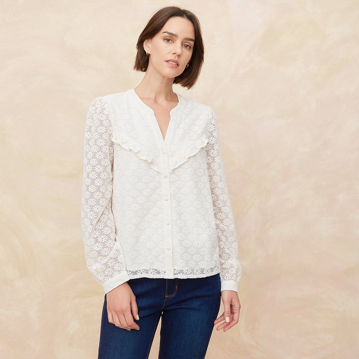 ELLE - Blusa Manga Larga Casual Mujer Elle