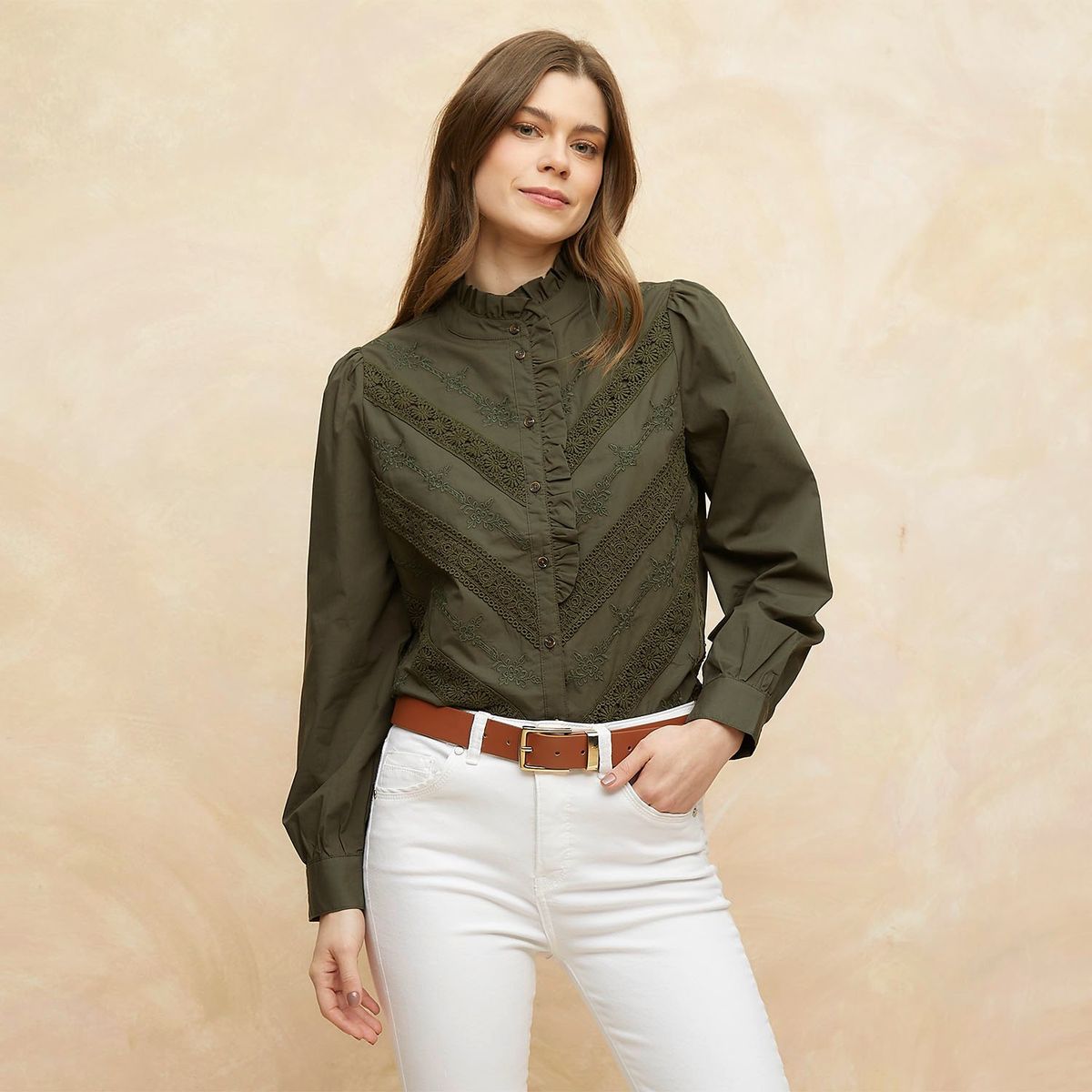 ELLE - Blusa Manga Larga 100% Algodón Mujer Elle