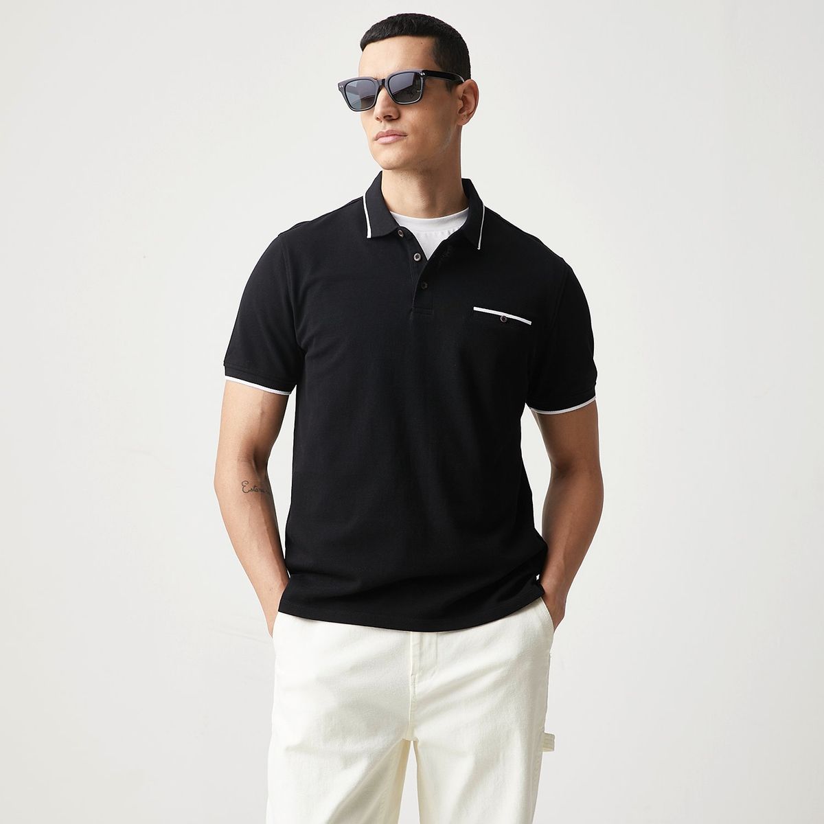 BASEMENT - Polo 100% Algodón Manga Corta Hombre Basement