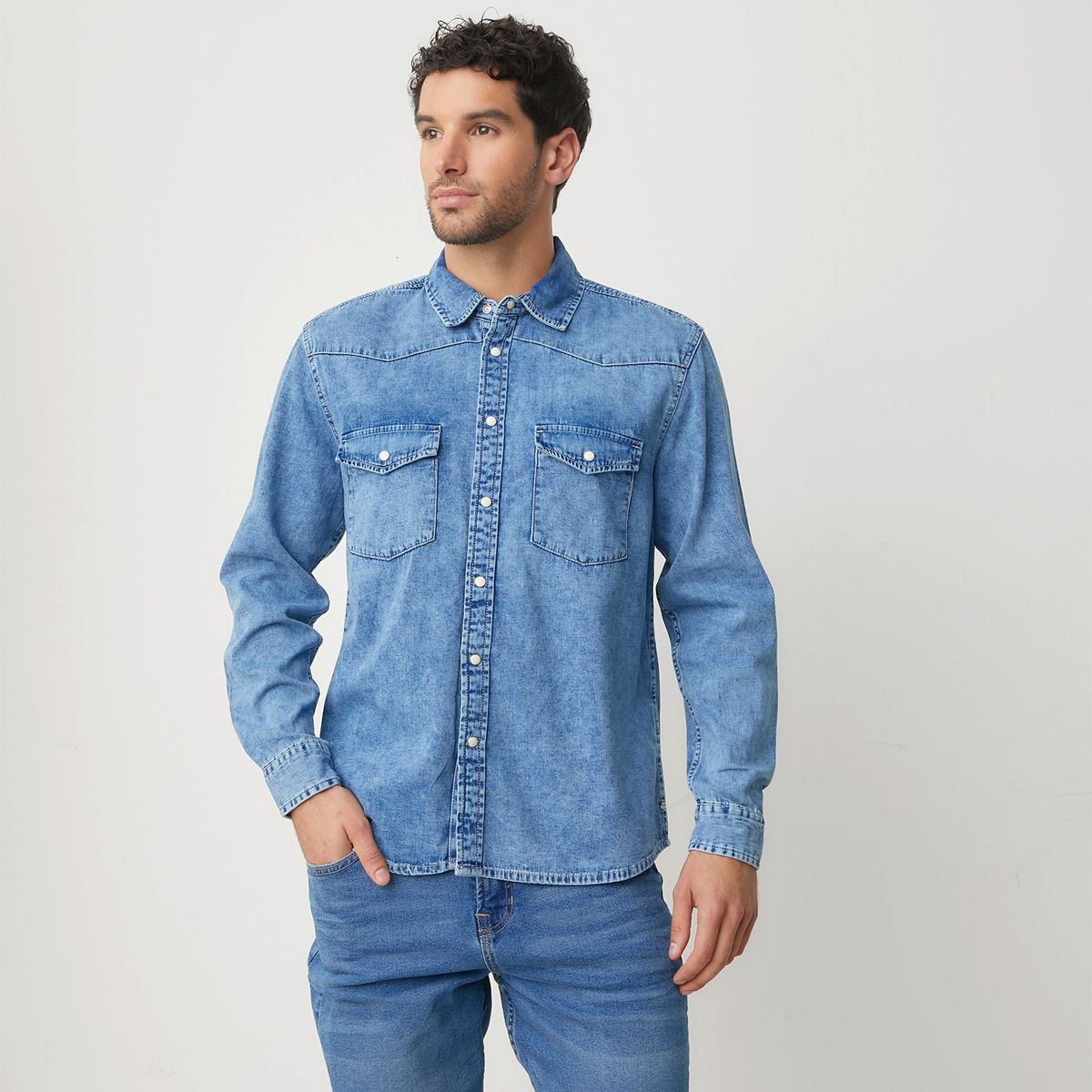 BASEMENT - Camisa 100% Algodón Sport Hombre Basement