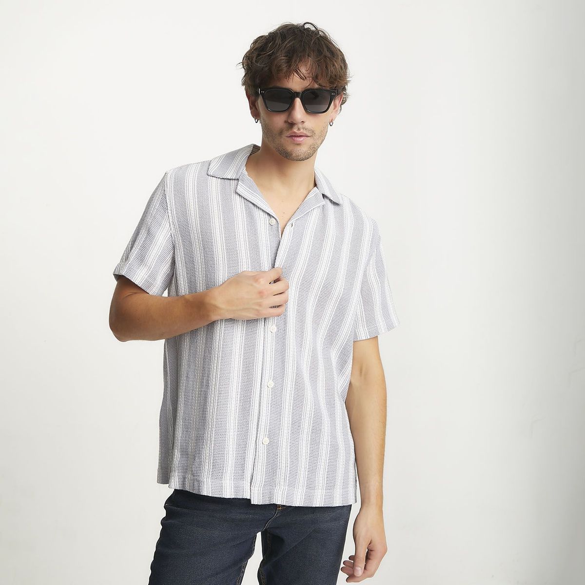 BASEMENT - Camisa Algodón Casual Hombre Basement