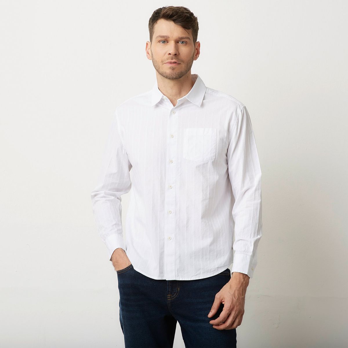 BASEMENT - Camisa 100% Algodón Sport Hombre Basement