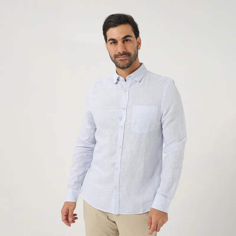 BASEMENT - Camisa Lino Casual Hombre Basement