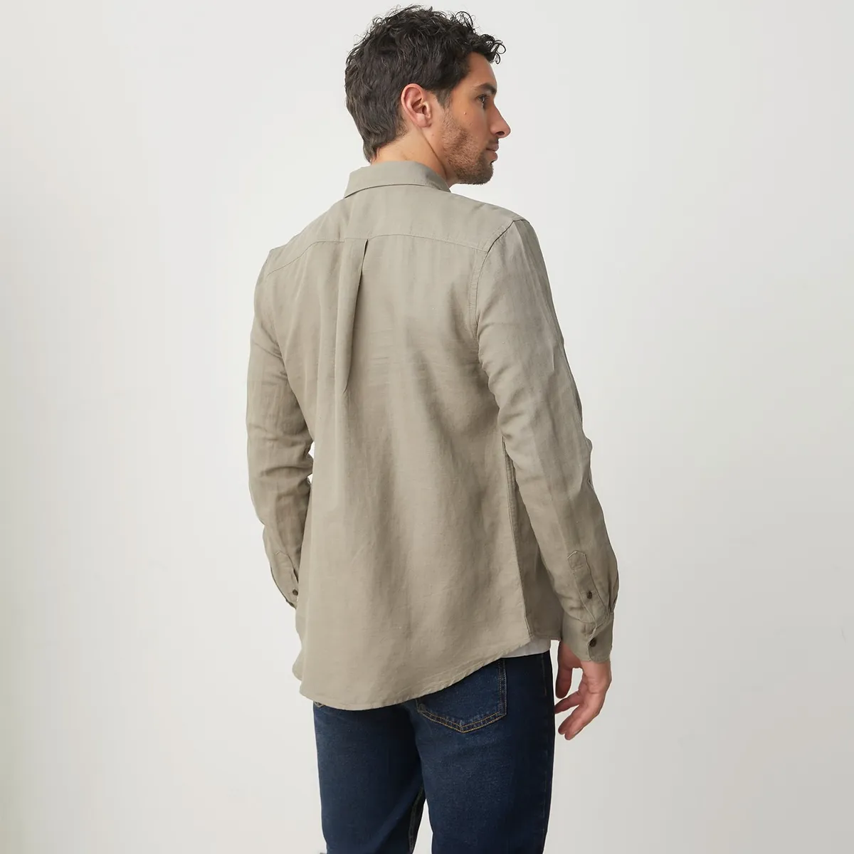BASEMENT - Camisa Lino Casual Hombre Basement