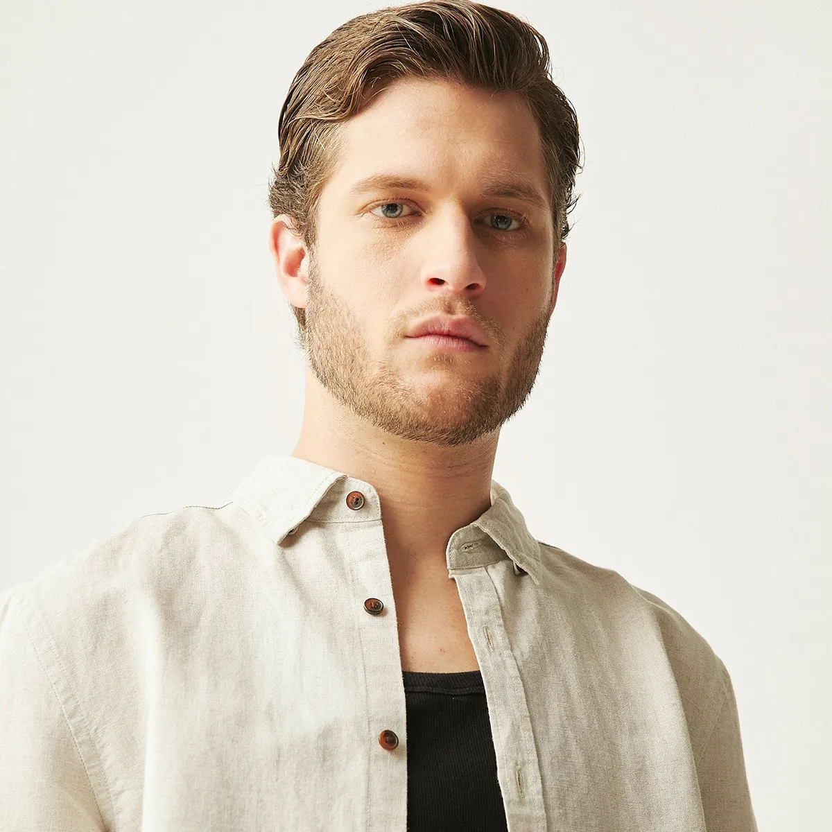 BASEMENT - Camisa Lino Casual Hombre Basement