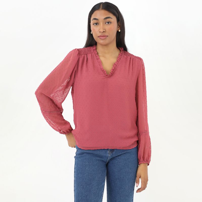 UNIVERSITY CLUB - Blusa Manga Larga Casual Mujer University Club