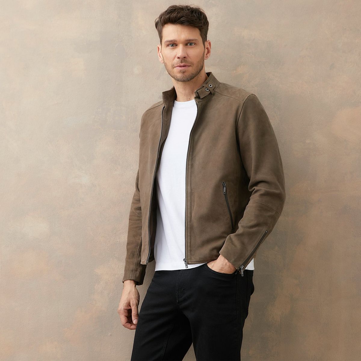 WOLF&HANK - Casaca 100% Cuero Casual Hombre Wolf&hank