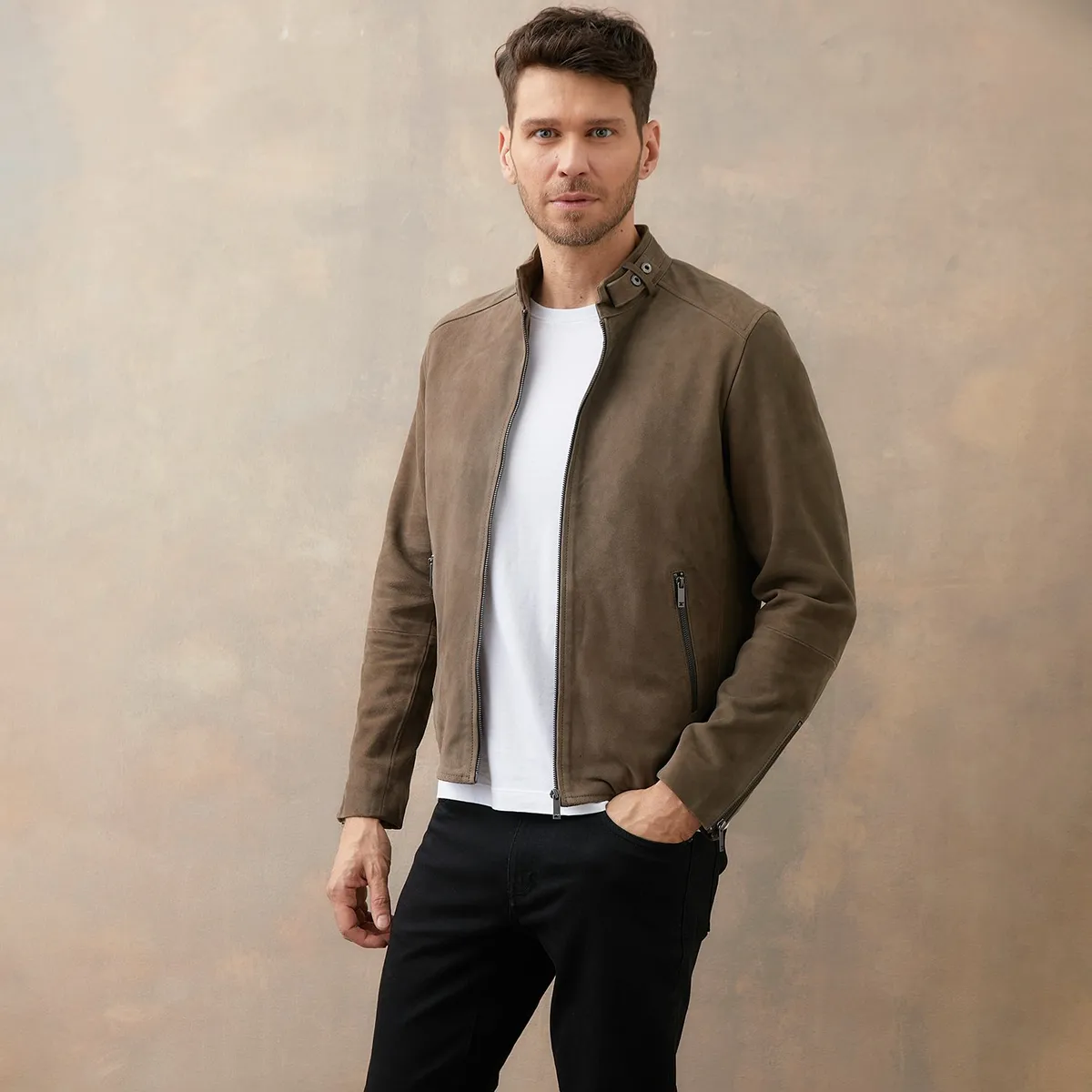 WOLF&HANK - Casaca 100% Cuero Casual Hombre Wolf&hank