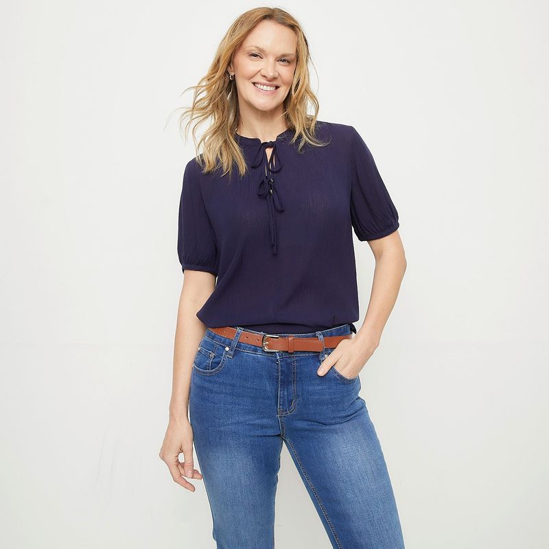 NEWPORT - Blusa Manga Corta Casual Mujer Newport