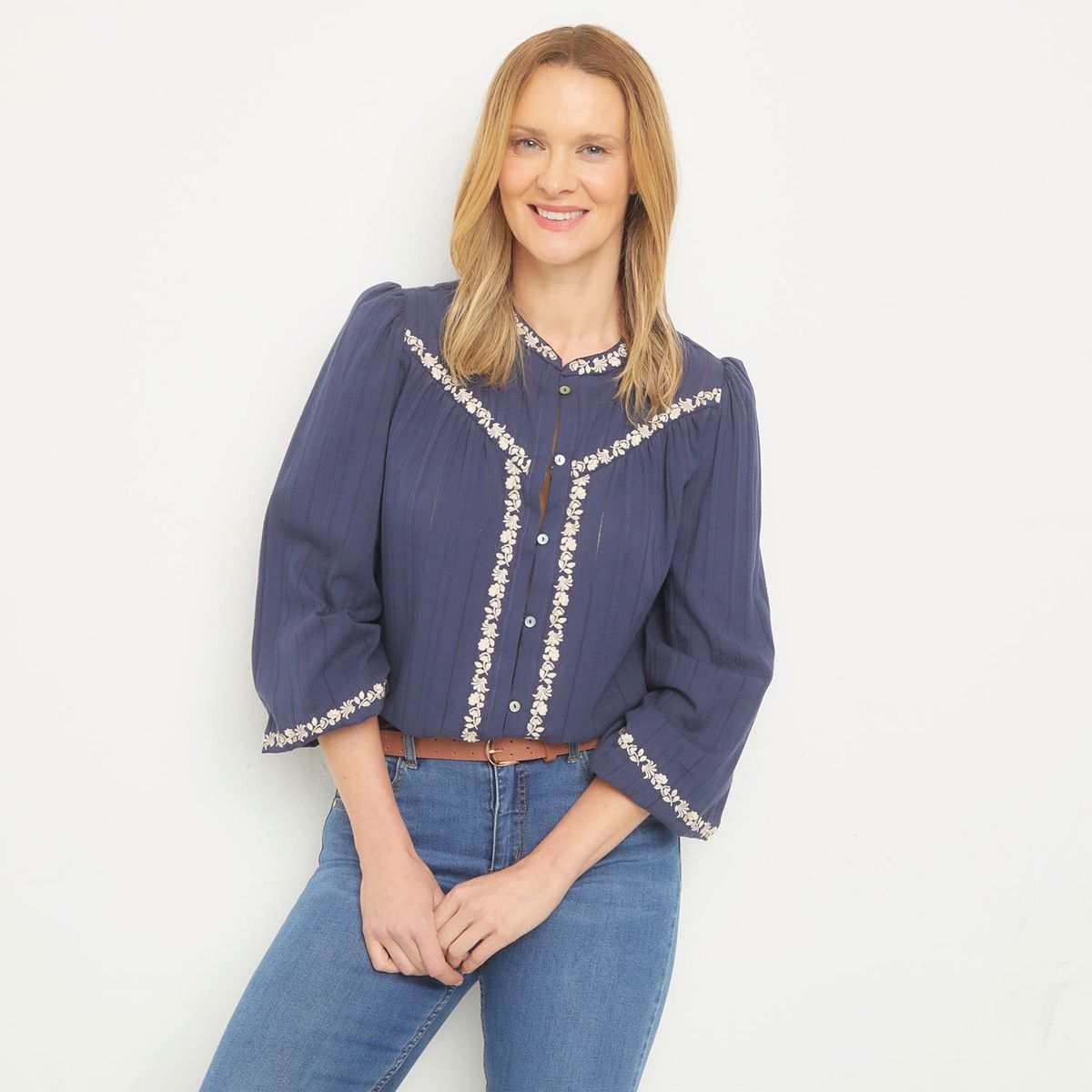 NEWPORT - Blusa Manga Larga 100% Algodón Mujer Newport