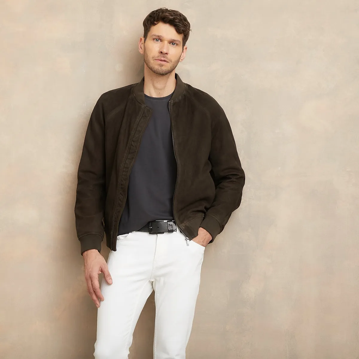 WOLF&HANK - Casaca 100% Cuero Casual Hombre Wolf&hank