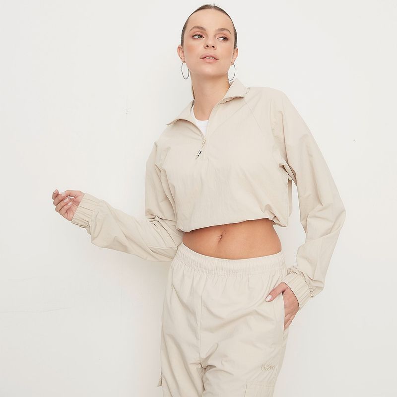 MOSSIMO - Polera Crop Cortaviento Half Zipper Deportiva Mossimo