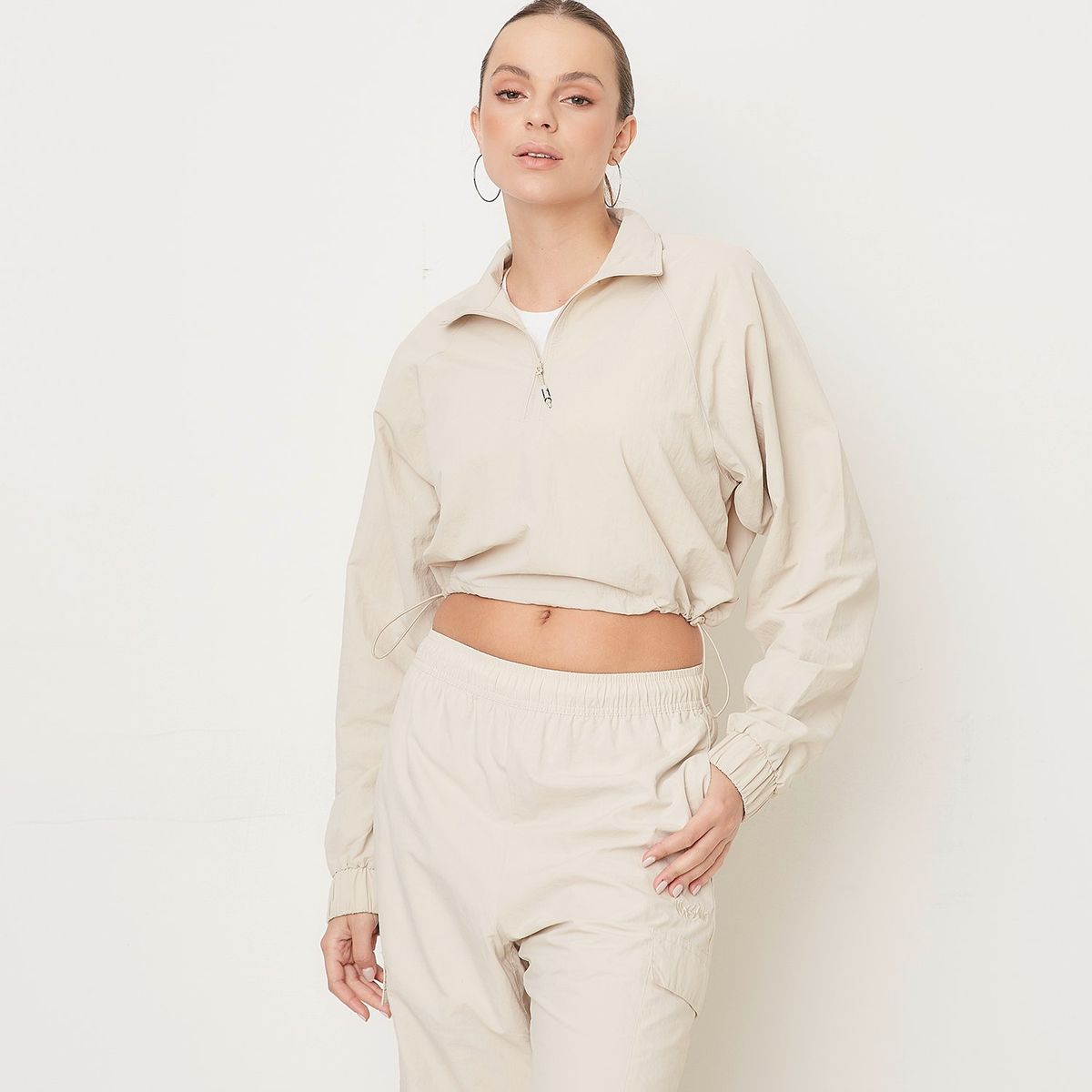 MOSSIMO - Polera Crop Cortaviento Half Zipper Deportiva Mossimo