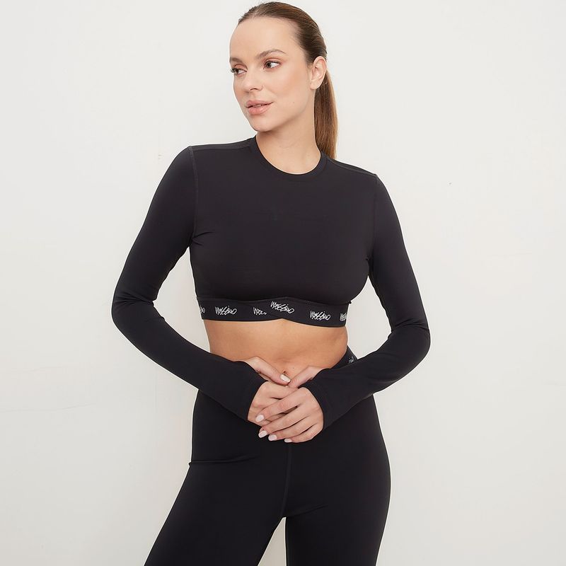 MOSSIMO - Crop Top Manga Larga Deportivo Mujer Mossimo