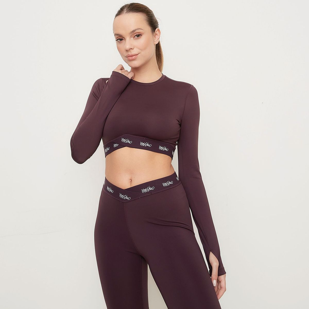 MOSSIMO - Crop Top Manga Larga Deportivo Mujer Mossimo