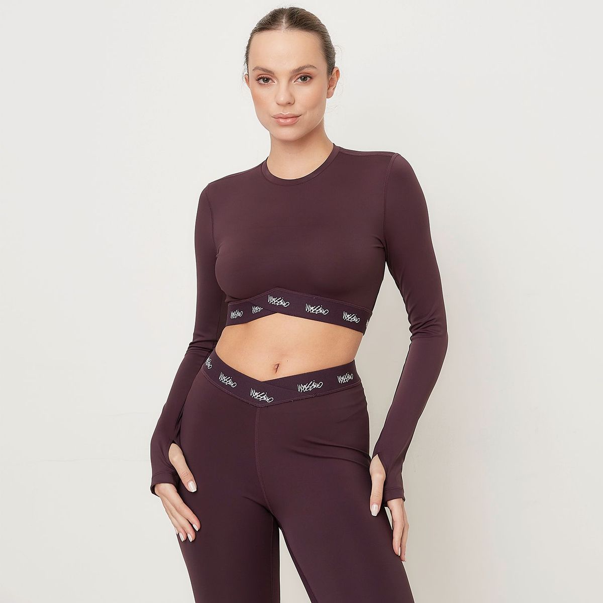 MOSSIMO - Crop Top Manga Larga Deportivo Mujer Mossimo
