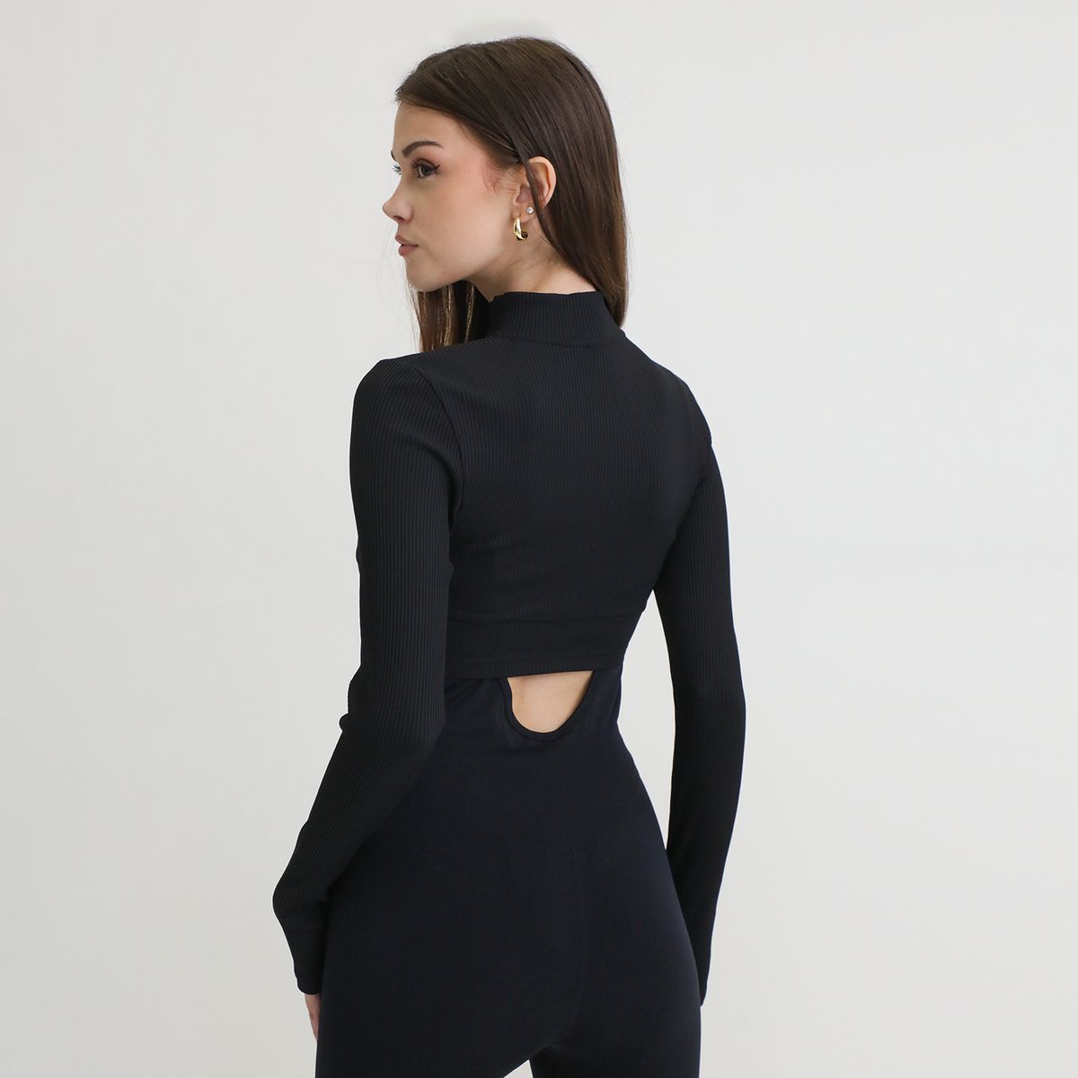 MOSSIMO - Crop Top Con Cierre Manga Larga Deportivo Mujer Mossimo