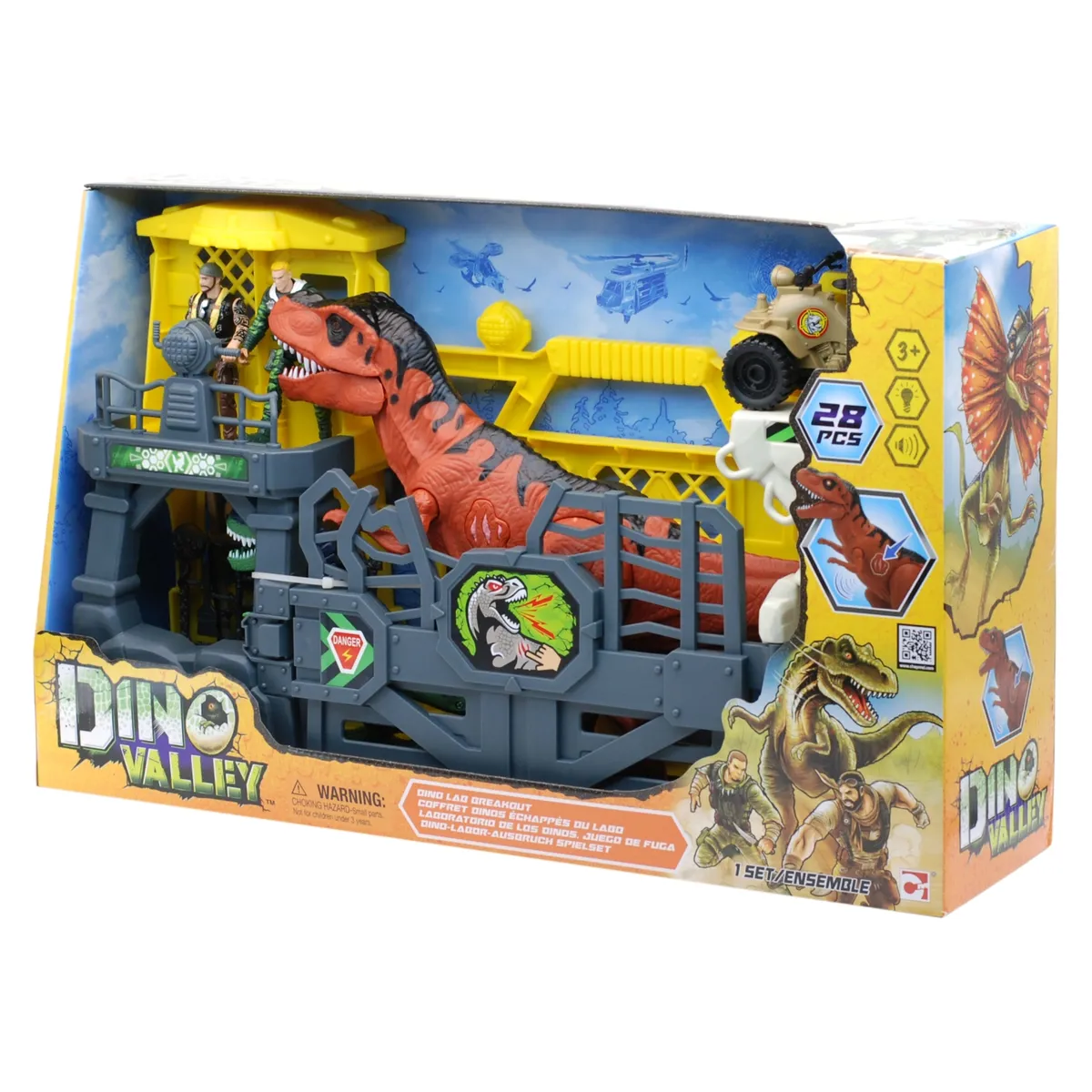 DINO VALLEY - Juguete Set Laboratorio De Dinosaurios Con Escape Y Luz Y Sonido Dino Valley 