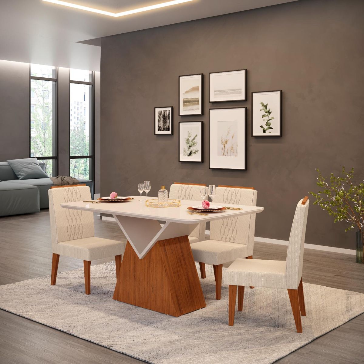 MICA - Juego de Comedor Argo 4 Sillas