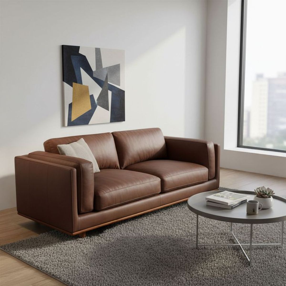 BASEMENT HOME - Sofá Cubic 3 Cuerpos De Cuero