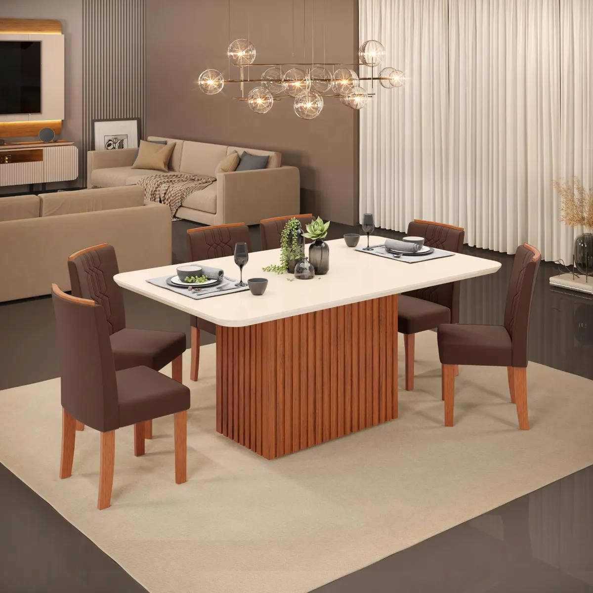 MICA - Juego de Comedor Canes 6 Sillas 