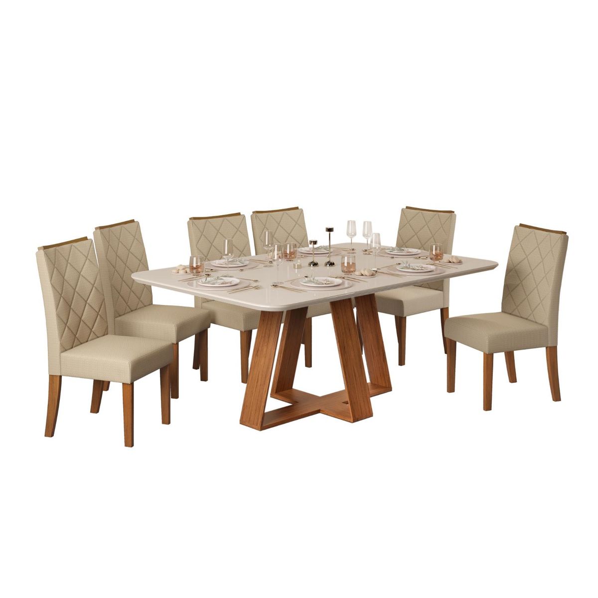 MICA - Juego de Comedor Celeste 6 Sillas