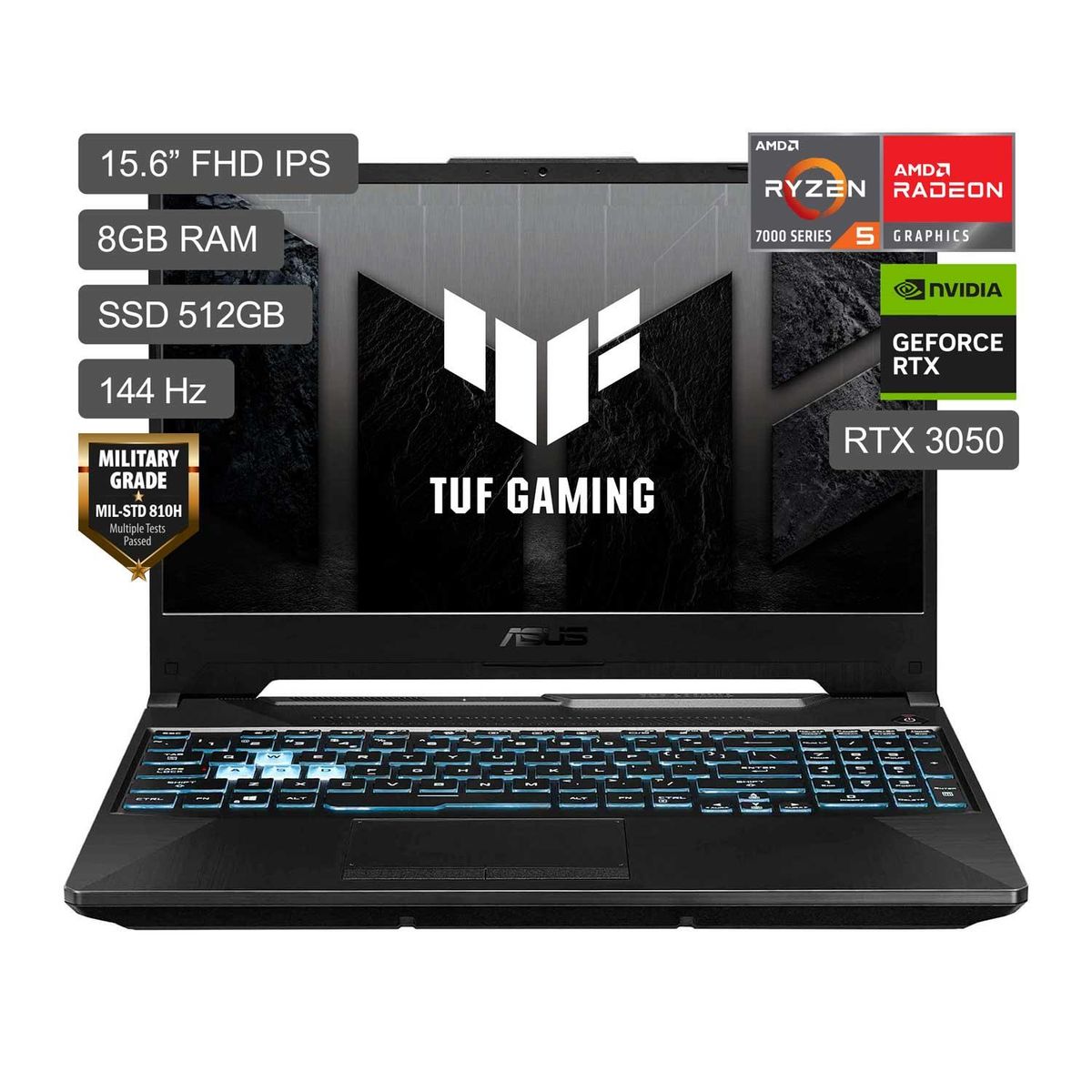 ASUS - Laptop Gamer Asus Tuf A15 Amd Ryzen 5 Rtx3050 8gb Ram 512 Ssd 15.6" Fhd (TGP 60W)
