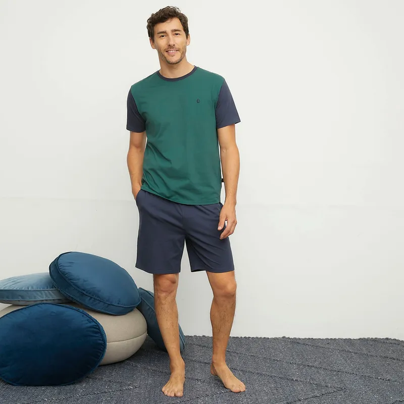 NEWPORT - Pijama Corto Newport Algodón Hombre 