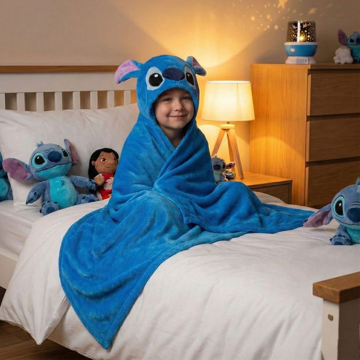 DISNEY - Manta Flannel Con Capucha Stitch 75x150cm