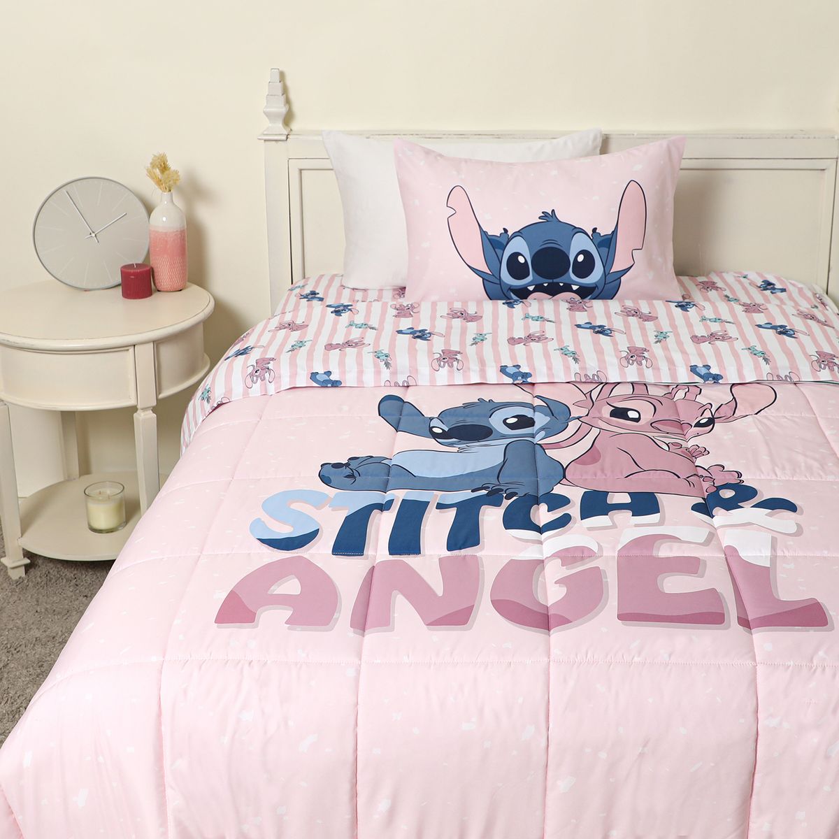 DISNEY - Juego De Cama: Edredón + Juego De Sábanas Angela Stitch Disney