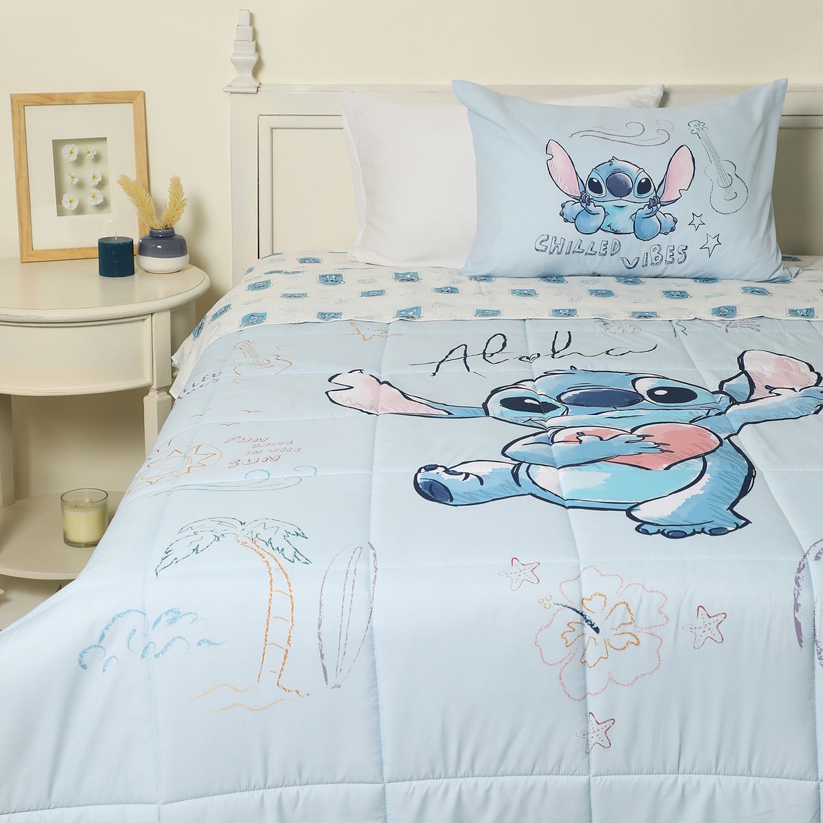 DISNEY - Juego De Cama: Edredón + Juego De Sábanas Stitch Aloha Disney