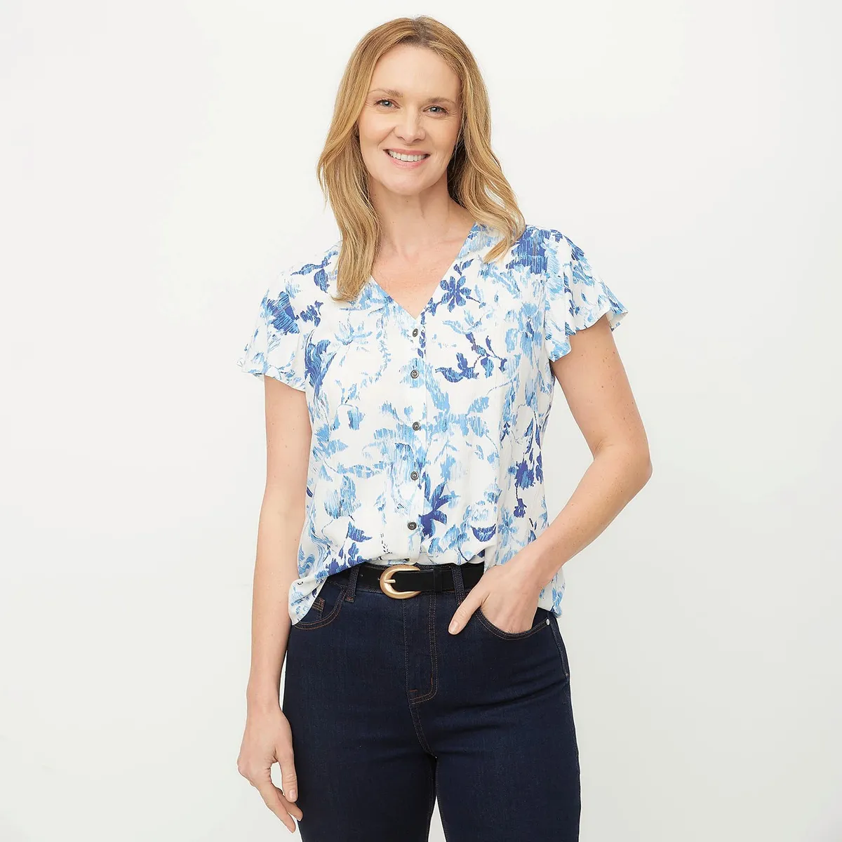 NEWPORT - Blusa Manga Corta Casual Mujer Newport