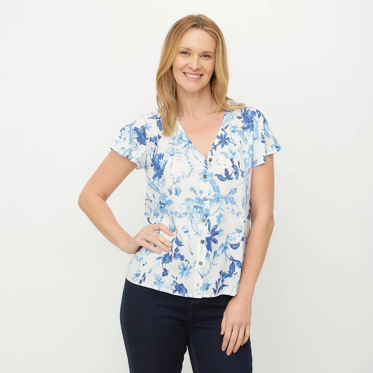 NEWPORT - Blusa Manga Corta Casual Mujer Newport