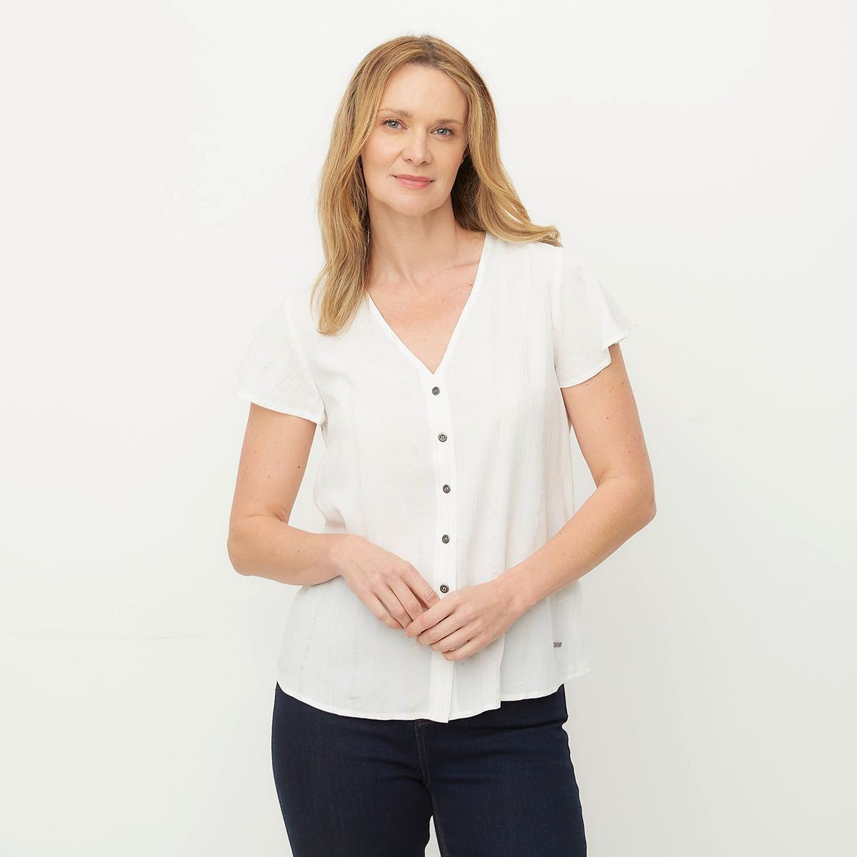 NEWPORT - Blusa Manga Corta Casual Mujer Newport