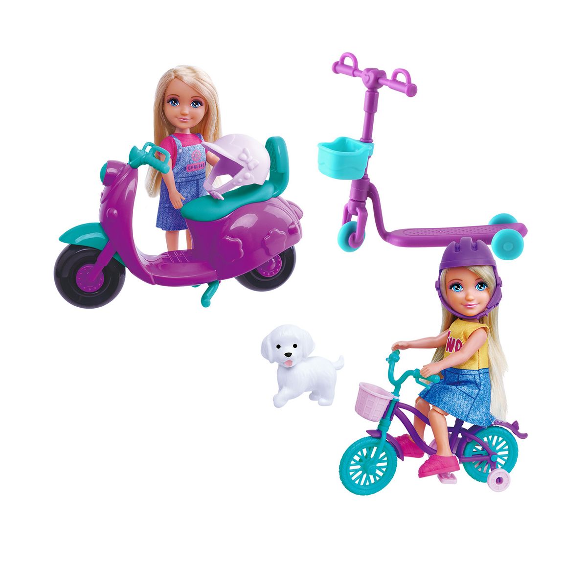 KIDS N PLAY - Playset Mini Muñeca Moto Bici Scooter