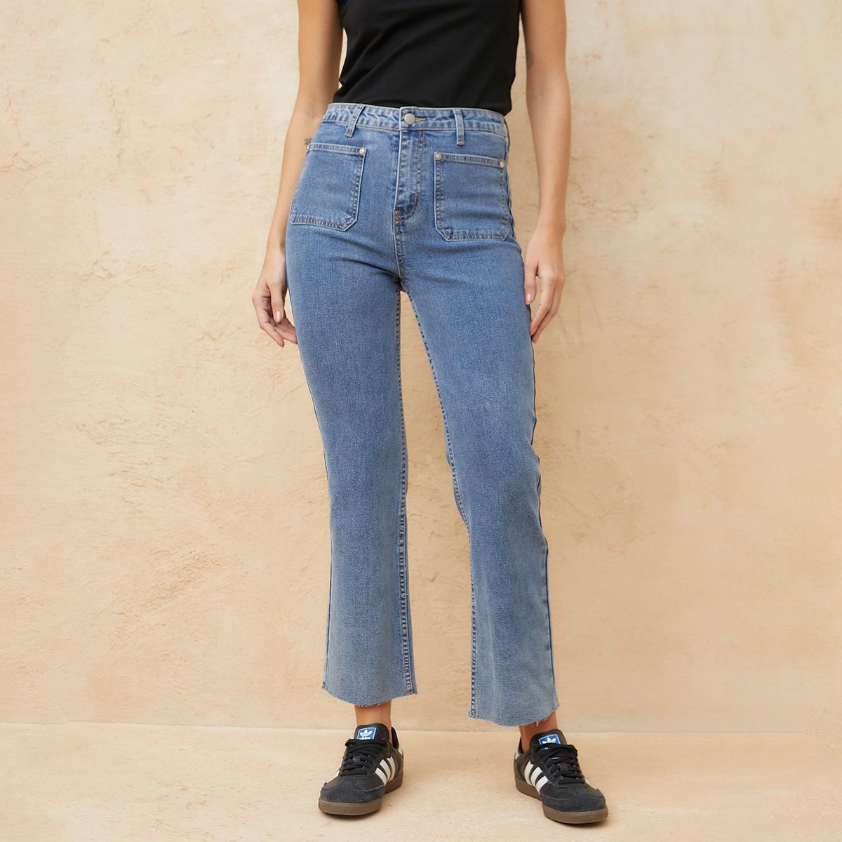 BASEMENT - Jean Cropped Tiro Alto Mujer Basement