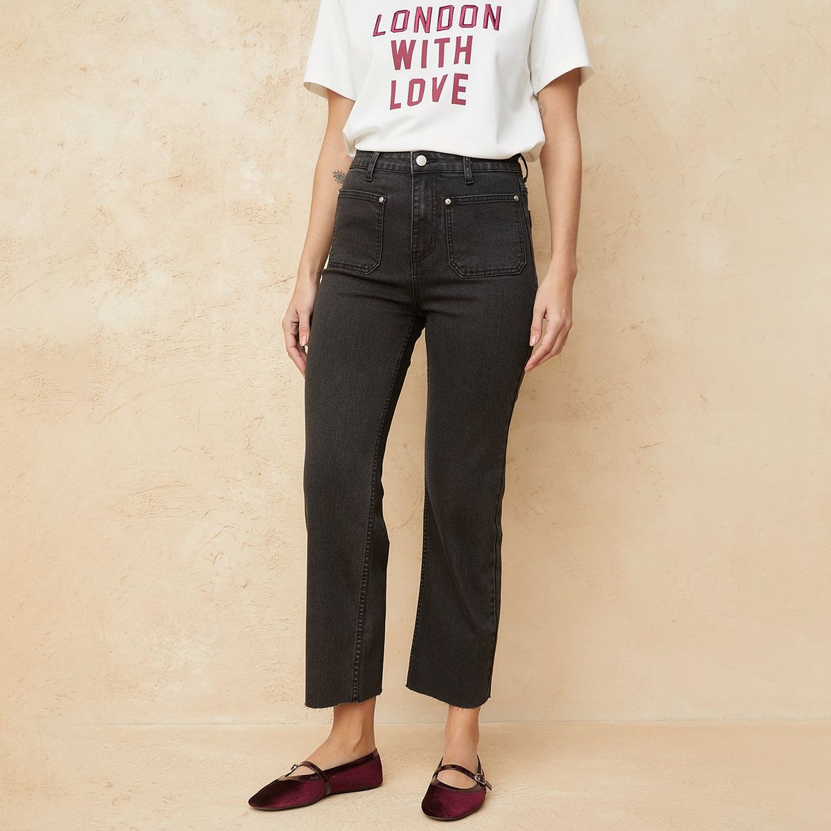 BASEMENT - Jean Cropped Tiro Alto Mujer Basement