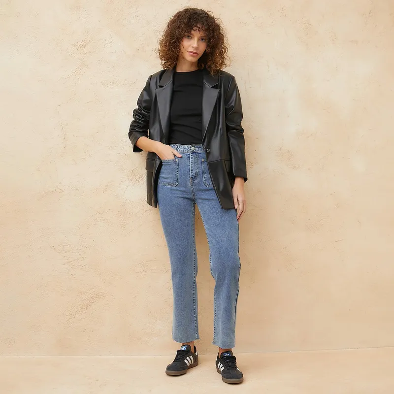 BASEMENT - Jean Cropped Tiro Alto Mujer Basement
