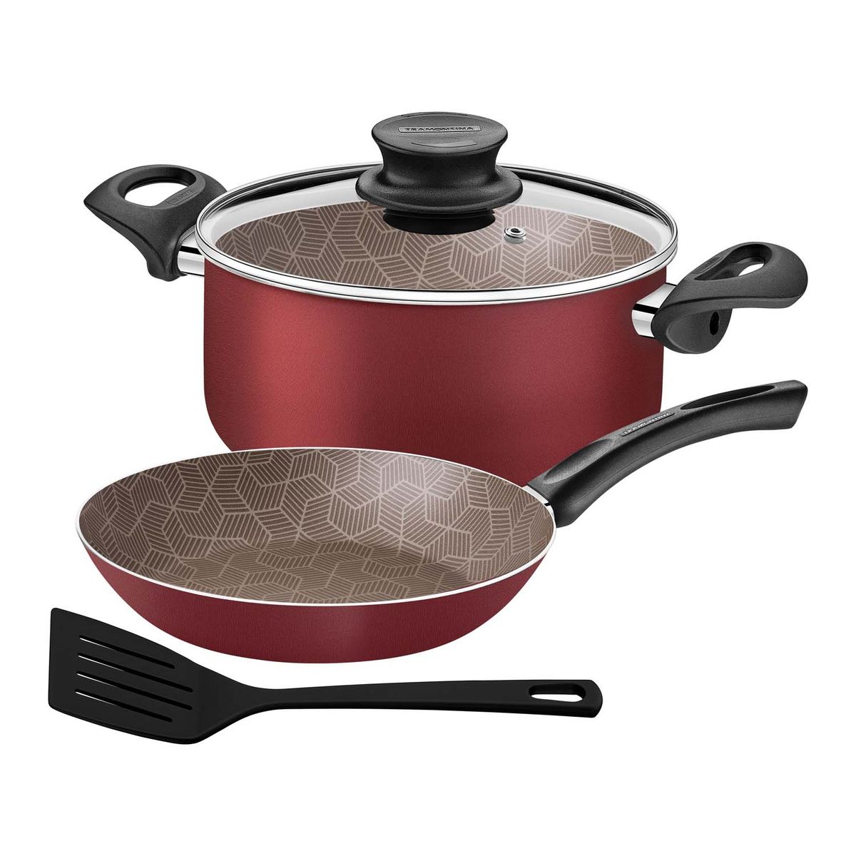 TRAMONTINA - Set Olla 22 Cm Con Sartén 24 Cm Y Espátula