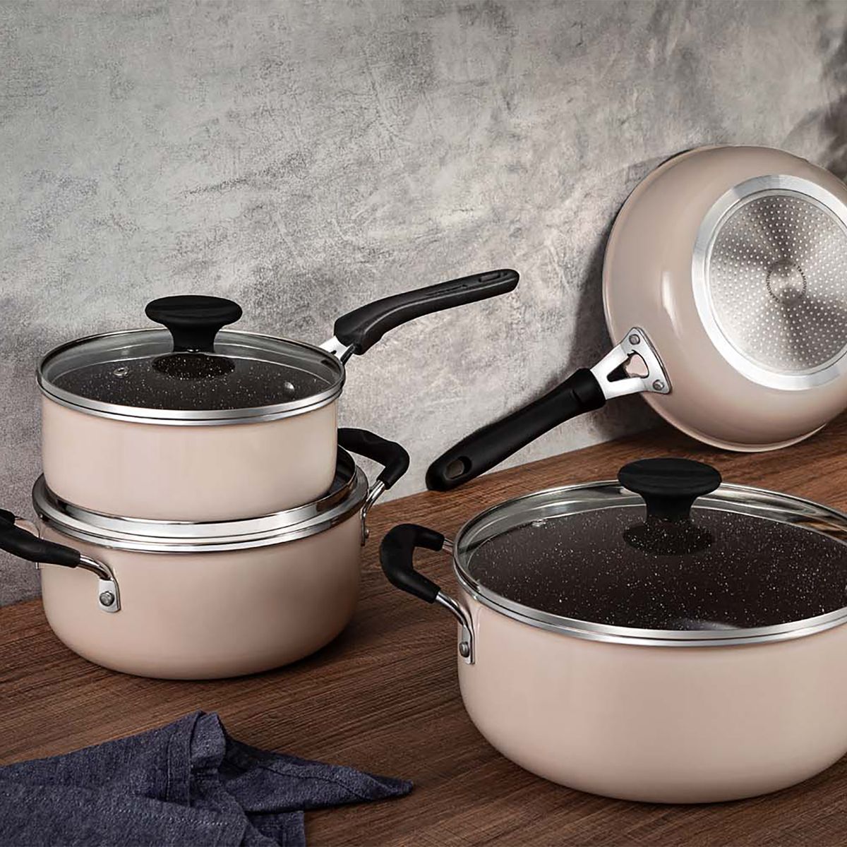 TRAMONTINA - Juego De Ollas 7 Piezas Cerámica Tunis